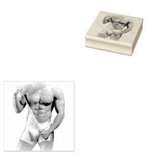 SlipperyJoe's gespierde man bult zes-pack gym trai Rubberstempel
