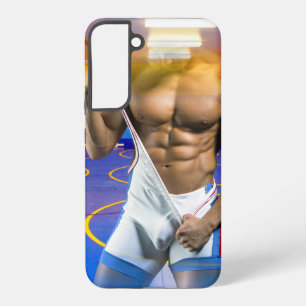 SlipperyJoe's gespierde man bult zes-pack gym trai Samsung Galaxy Hoesje