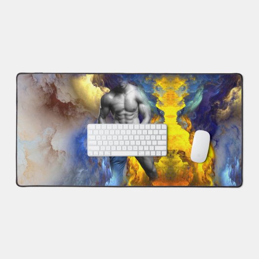 SlipperyJoe's gespierde man lichaamsbouw stomende  Bureaumat (Keyboard & Muis)
