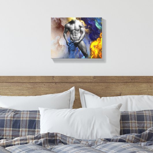 SlipperyJoe's gespierde man lichaamsbouw stomende Canvas Afdruk (Insitu (Slaapkamer))