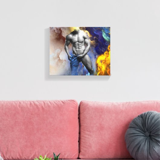 SlipperyJoe's gespierde man lichaamsbouw stomende  Canvas Afdruk (Insitu (Woonkamer))