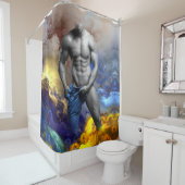 SlipperyJoe's gespierde man lichaamsbouw stomende  Douchegordijn (In situ)