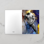 SlipperyJoe's gespierde man lichaamsbouw stomende  Folie Wenskaart (Buiten Laag)