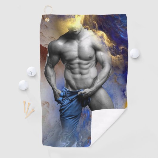 SlipperyJoe's gespierde man lichaamsbouw stomende  Golfhanddoek (Insitu)