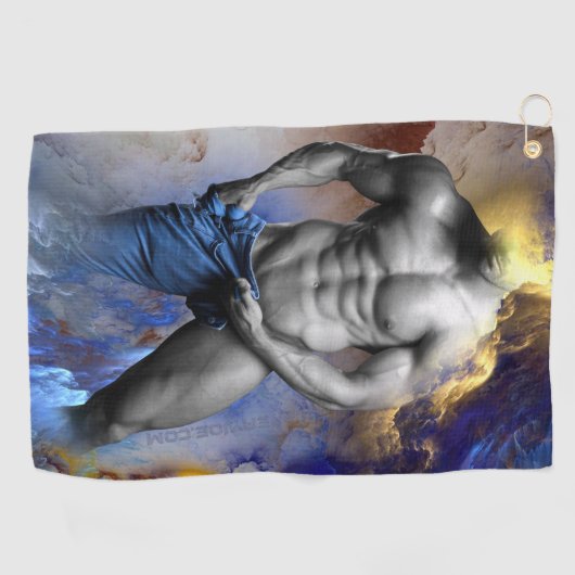 SlipperyJoe's gespierde man lichaamsbouw stomende  Golfhanddoek (Horizontaal)