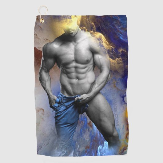 SlipperyJoe's gespierde man lichaamsbouw stomende  Golfhanddoek (Voorkant)