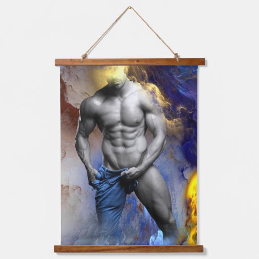 SlipperyJoe's gespierde man lichaamsbouw stomende Hangend Wandkleed (Voorkant)