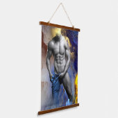 SlipperyJoe's gespierde man lichaamsbouw stomende  Hangend Wandkleed (Gebogen)