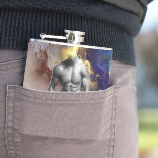 SlipperyJoe's gespierde man lichaamsbouw stomende  Heupfles (Voorbeeld)