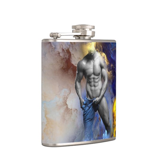 SlipperyJoe's gespierde man lichaamsbouw stomende  Heupfles (Rechts)