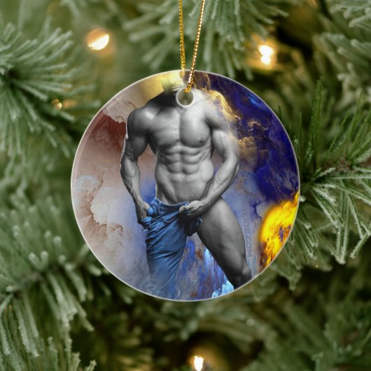 SlipperyJoe's gespierde man lichaamsbouw stomende  Keramisch Ornament (Boom)