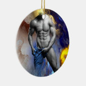 SlipperyJoe's gespierde man lichaamsbouw stomende  Keramisch Ornament (Rechts)