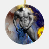 SlipperyJoe's gespierde man lichaamsbouw stomende  Keramisch Ornament (Voorkant)