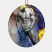 SlipperyJoe's gespierde man lichaamsbouw stomende  Keramisch Ornament (Links)