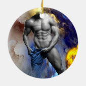 SlipperyJoe's gespierde man lichaamsbouw stomende  Keramisch Ornament (Achterkant)