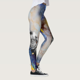 SlipperyJoe's gespierde man lichaamsbouw stomende  Leggings