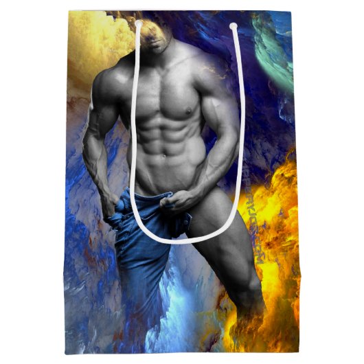 SlipperyJoe's gespierde man lichaamsbouw stomende  Medium Cadeauzakje (Achterkant)