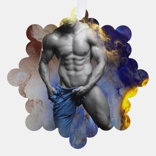 SlipperyJoe's gespierde man lichaamsbouw stomende  Ornament Kaart (Voorkant)