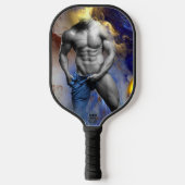 SlipperyJoe's gespierde man lichaamsbouw stomende  Pickleball Paddle (Voorkant)