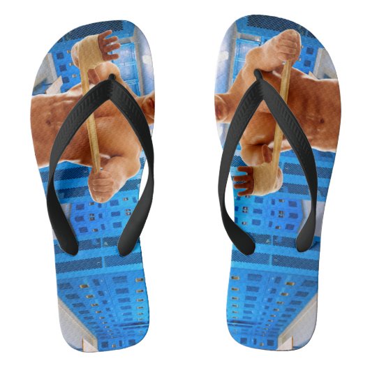 SlipperyJoe's gespierde man shirtloos borst 6-pack Teenslippers (Voetbed)