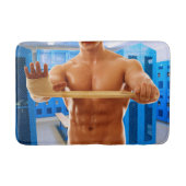 SlipperyJoe's gespierde man shirtloze borst 6-pack Badmat (Voorkant)