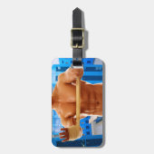 SlipperyJoe's gespierde man shirtloze borst 6-pack Bagagelabel (Voorkant verticaal)