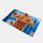 SlipperyJoe's gespierde man shirtloze borst 6-pack Deurmat (Schuin)