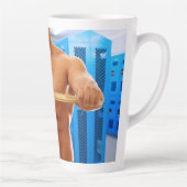 SlipperyJoe's gespierde man shirtloze borst 6-pack Latte Mok (Rechts)