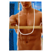 SlipperyJoe's gespierde man shirtloze borst 6-pack Medium Cadeauzakje (Achterkant)