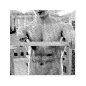 SlipperyJoe's gespierde man shirtloze borst 6-pack Rubberstempel (Afrduk)