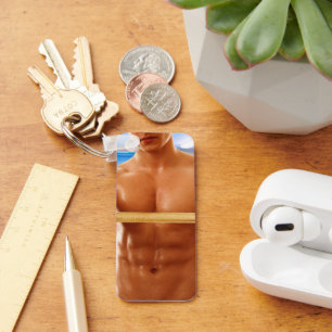 SlipperyJoe's gespierde man shirtloze borst 6-pack Sleutelhanger