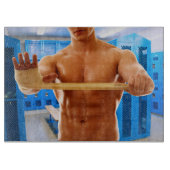 SlipperyJoe's gespierde man shirtloze borst 6-pack Snijplank (Voorkant)