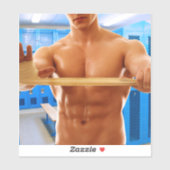 SlipperyJoe's gespierde man shirtloze borst 6-pack Sticker (Vel)