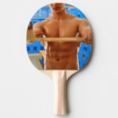 SlipperyJoe's gespierde man shirtloze borst 6-pack Tafeltennisbatje (Voorkant)