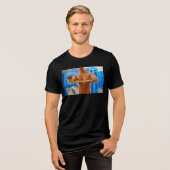 SlipperyJoe's gespierde man shirtloze borst 6-pack Tri-Blend Shirt (Voorkant volledig)