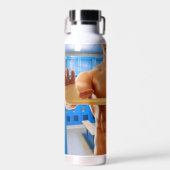 SlipperyJoe's gespierde man shirtloze borst 6-pack Waterfles (Voorkant)