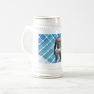 SlipperyJoe's gespierde man six-pack abs witte ond Bierpul