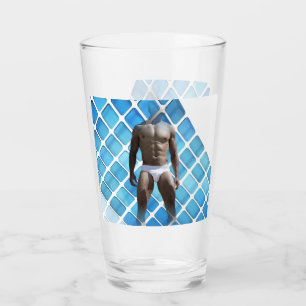 SlipperyJoe's gespierde man six-pack abs witte ond Glas