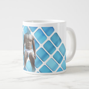 SlipperyJoe's gespierde man six-pack abs witte ond Grote Koffiekop