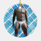 SlipperyJoe's gespierde man six-pack abs witte ond Keramisch Ornament (Achterkant)