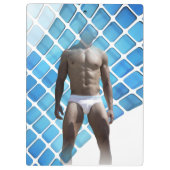 SlipperyJoe's gespierde man six-pack abs witte ond Klembord (Achterkant)