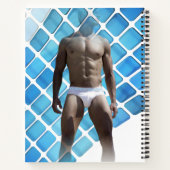 SlipperyJoe's gespierde man six-pack abs witte ond Notitieboek (Achterkant)