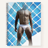 SlipperyJoe's gespierde man six-pack abs witte ond Notitieboek (Voorkant)