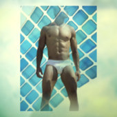 SlipperyJoe's gespierde man six-pack abs witte ond Raamsticker (Vel 3)