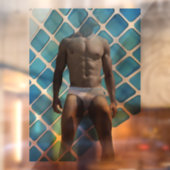 SlipperyJoe's gespierde man six-pack abs witte ond Raamsticker (Vel 2)