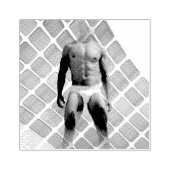 SlipperyJoe's gespierde man six-pack abs witte ond Rubberstempel (Afrduk)
