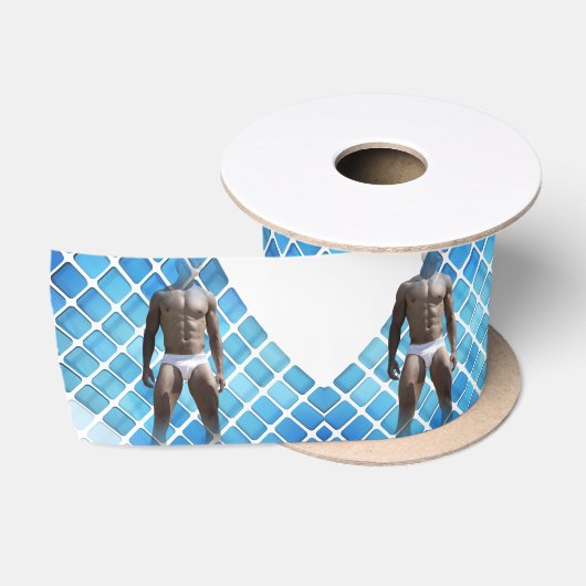 SlipperyJoe's gespierde man six-pack abs witte ond Satijnen Lint (Spoel)