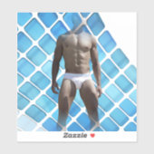SlipperyJoe's gespierde man six-pack abs witte ond Sticker (Vel)