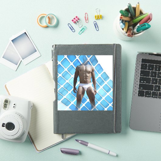 SlipperyJoe's gespierde man six-pack abs witte ond Sticker (iPad Cover)