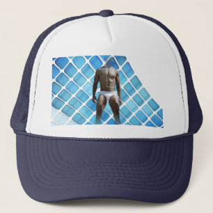 SlipperyJoe's gespierde man six-pack abs witte ond Trucker Pet